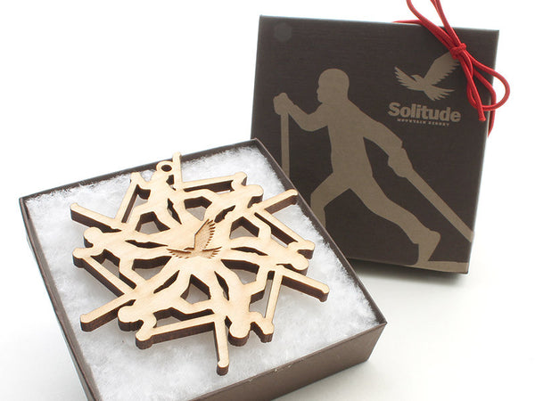 Solitude X-Country Skier Flake Custom Engraved Ornament - Nestled Pines - 2
