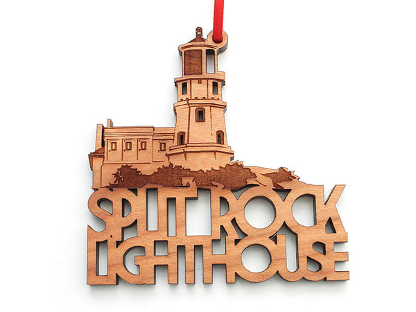 Split Rock Lighthouse Text Ornament - Nestled Pines