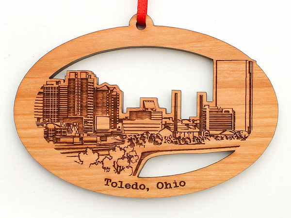 Toledo City Skyline Oval Ornament
