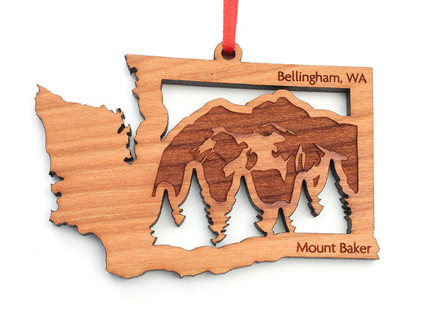 Village Books Washington State Mountain Mount Baker Insert Ornament Engraved - Nestled Pines
