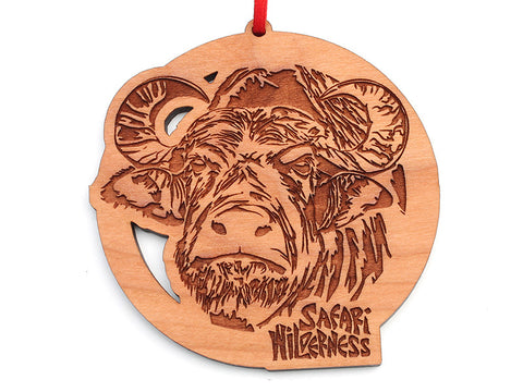 Safari Wilderness Water Buffalo Circle Custom Ornament - Nestled Pines