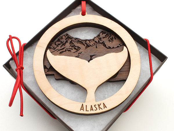 Alaska Whale Fluke Double Ornament
